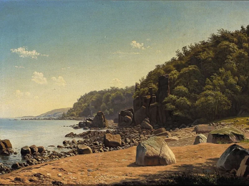 1850-Johannes Herman Brandt - Giornata di sole sulla costa di Bornholm con vista su Gudhjem - 1882